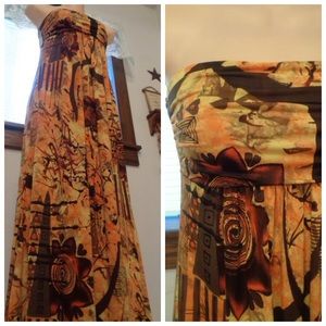 FOREVER 21 Exotic Strapless Unique Maxi Full Length Dress Small